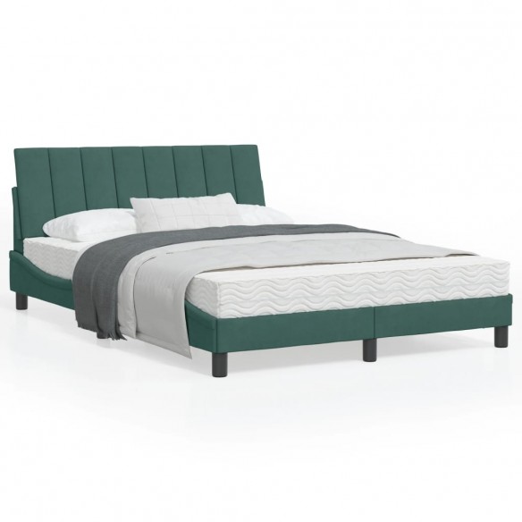 Lit avec tête de lit Vert foncé 120x200 cm Velours