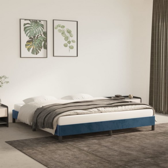 Lit Bleu foncé 160x200 cm Velours