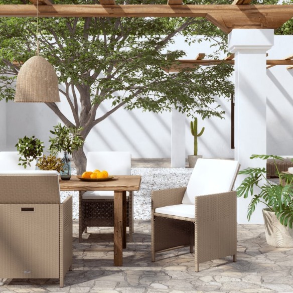 Chaises à manger de jardin avec coussins 4 pcs beige poly rotin
