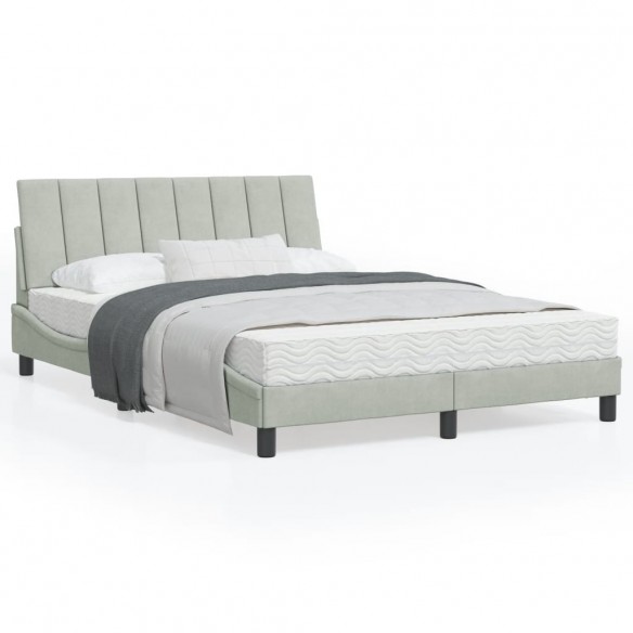 Lit avec tête de lit Gris clair 140x190 cm Velours