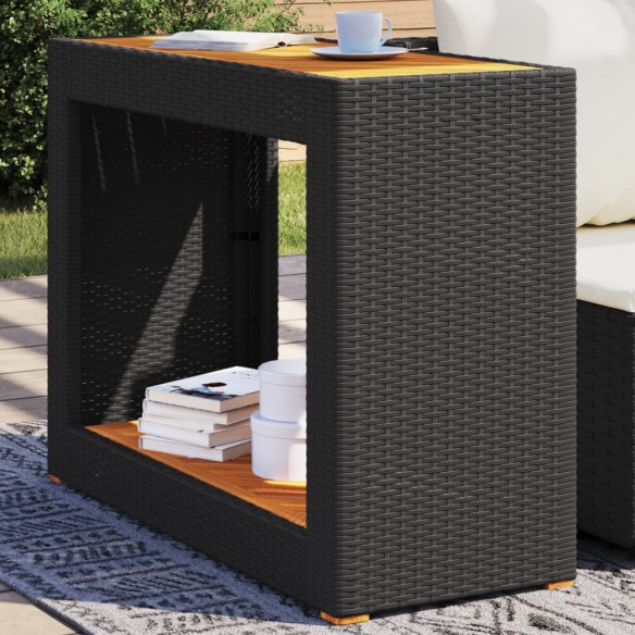 Table d'appoint de jardin dessus en bois noir 100x40x75 cm