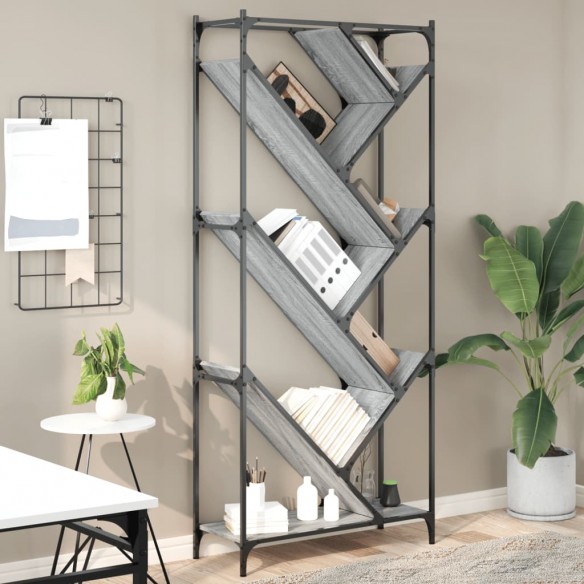 Bibliothèque sonoma gris 79x30x180 cm bois ingénierie et métal