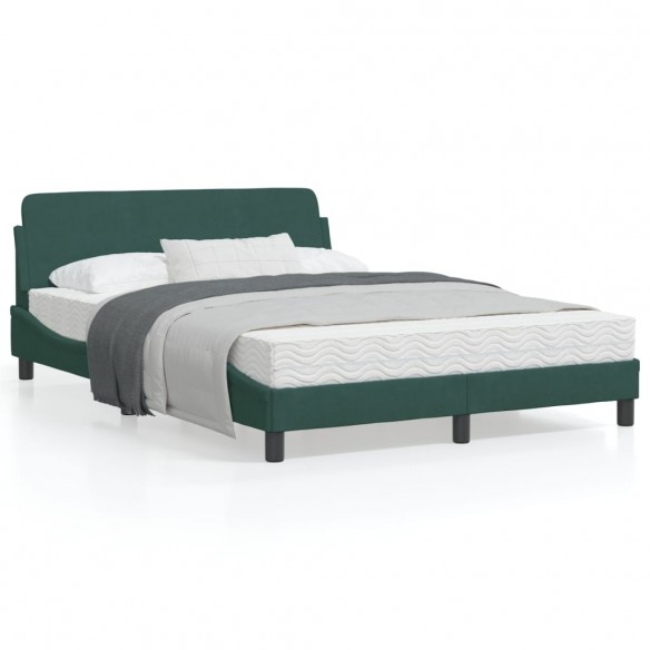 Lit avec tête de lit Vert foncé 120x200 cm Velours