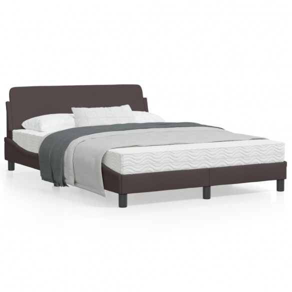 Lit avec tête de lit Marron foncé 120x200 cm Tissu