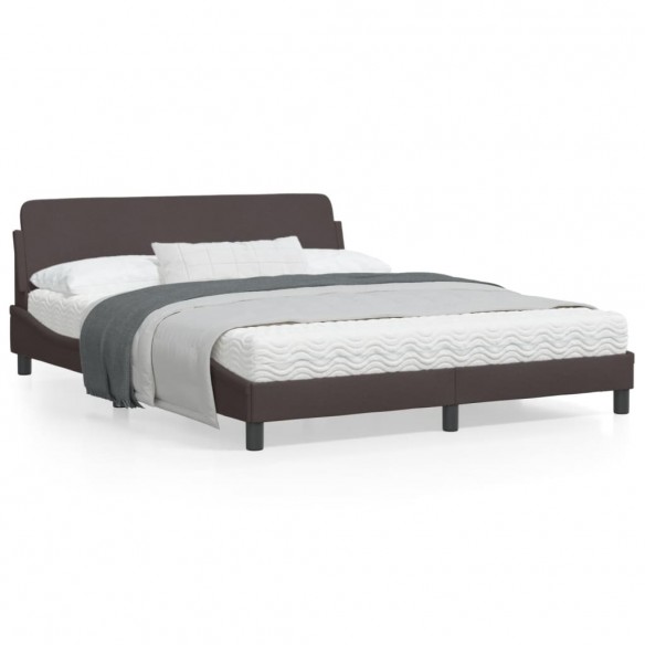 Lit avec tête de lit Marron foncé 160x200 cm Tissu