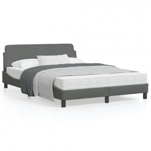 Lit avec tête de lit Gris foncé 140x200 cm Tissu