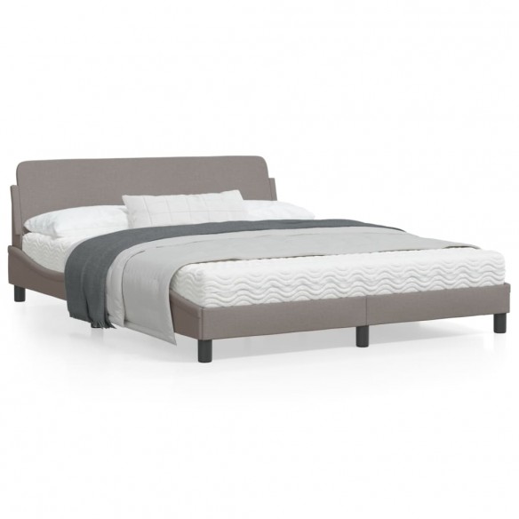 Lit avec tête de lit Taupe 160x200 cm Tissu