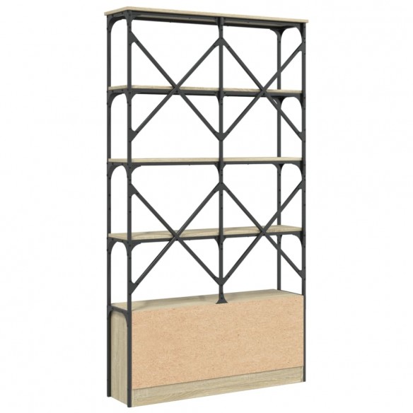 Bibliothèque chêne sonoma 100x26x180cm bois ingénierie et métal