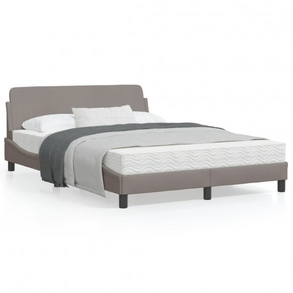 Lit avec tête de lit Taupe 140x200 cm Tissu