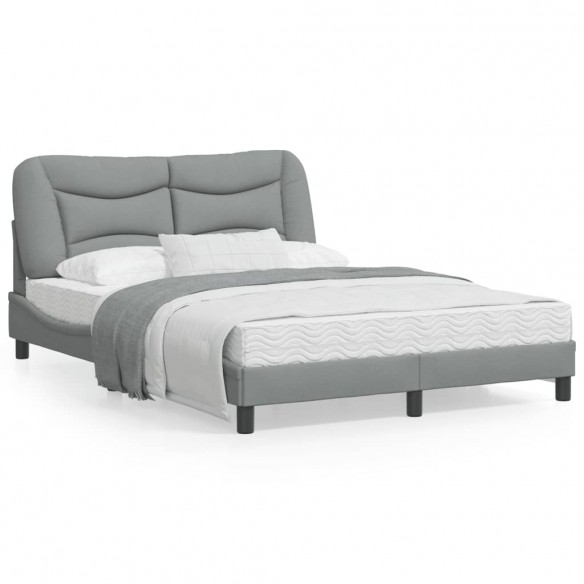 Lit avec lumières LED gris clair 140x190 cm tissu