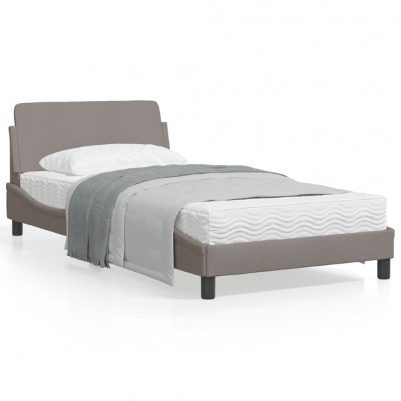 Lit avec tête de lit Taupe 100x200 cm Tissu
