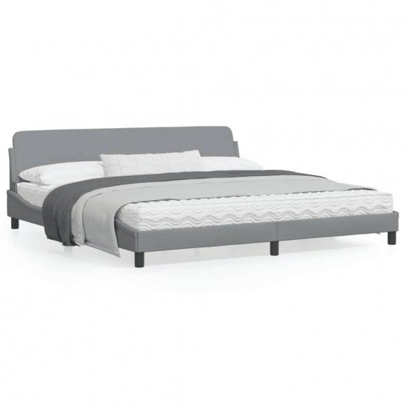 Lit avec tête de lit Gris clair 200x200 cm Tissu