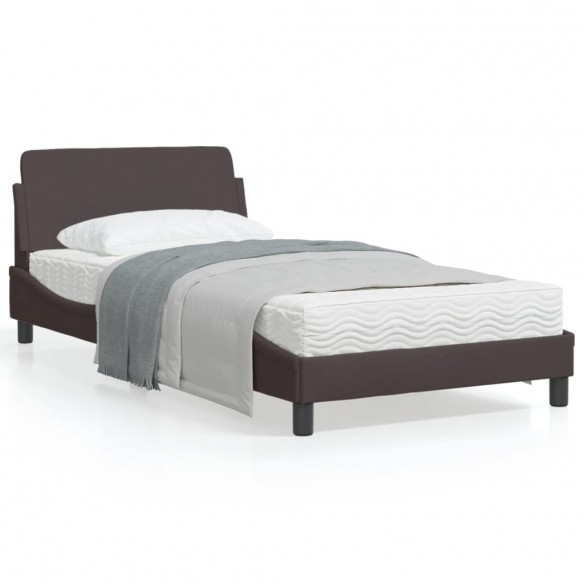 Lit avec tête de lit Marron foncé 100x200 cm Tissu