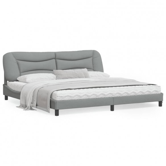 Lit avec lumières LED gris clair 200x200 cm tissu