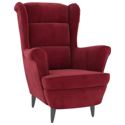 Fauteuil rouge bordeaux velours 2