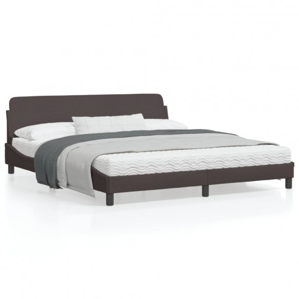 Lit avec tête de lit Marron foncé 180x200 cm Tissu