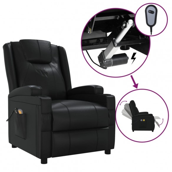 Fauteuil électrique de massage Noir Similicuir Fauteuil électrique de massage Noir Similicuir