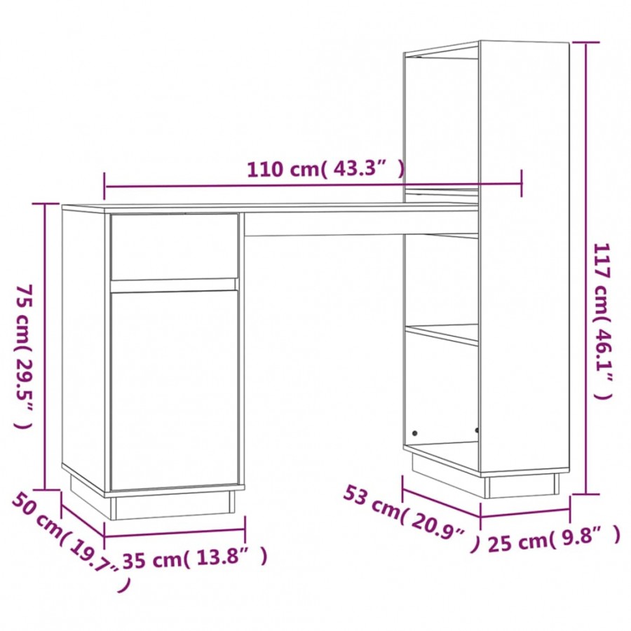 Bureau 110x53x117 cm Bois massif de pin