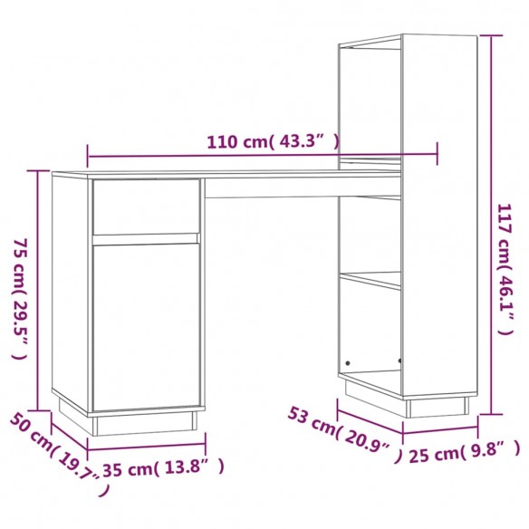 Bureau 110x53x117 cm Bois massif de pin Bureau 110x53x117 cm Bois massif de pin
