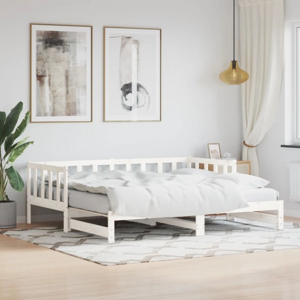 Lit de jour avec lit gigogne blanc 80x200 cm bois de pin massif