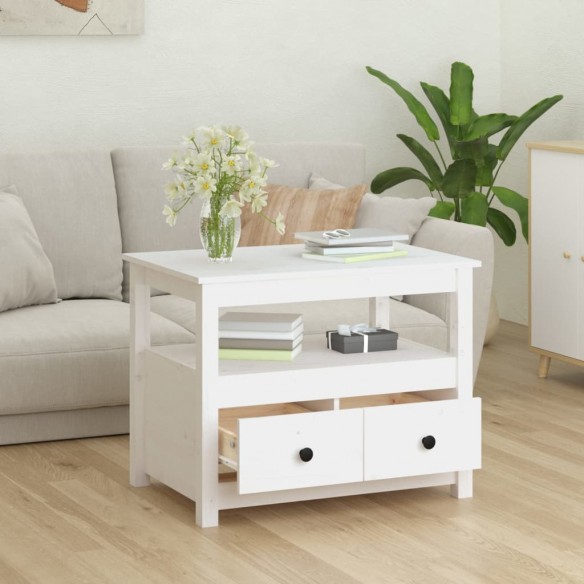 Table basse Blanc 71x49x55 cm Bois massif de pin Table basse Blanc 71x49x55 cm Bois massif de pin