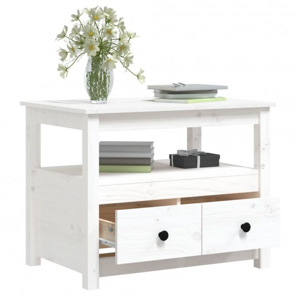 Table basse Blanc 71x49x55 cm Bois massif de pin Table basse Blanc 71x49x55 cm Bois massif de pin