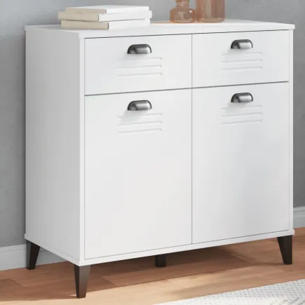 Buffet VIKEN blanc 80x40x80 cm bois massif de pin 2