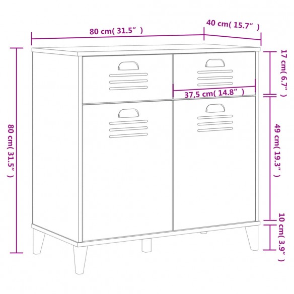Buffet VIKEN blanc 80x40x80 cm bois massif de pin Buffet VIKEN blanc 80x40x80 cm bois massif de pin