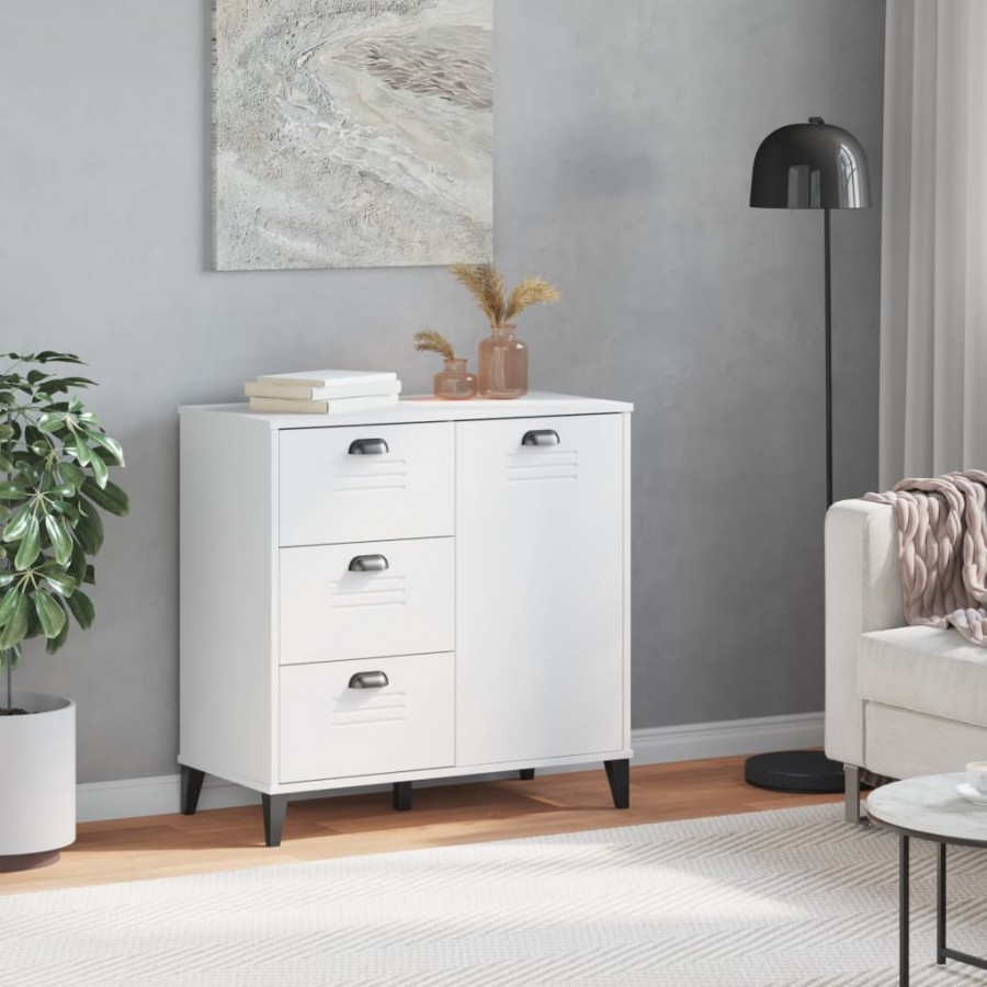 Buffet VIKEN blanc 80x40x80 cm bois massif de pin