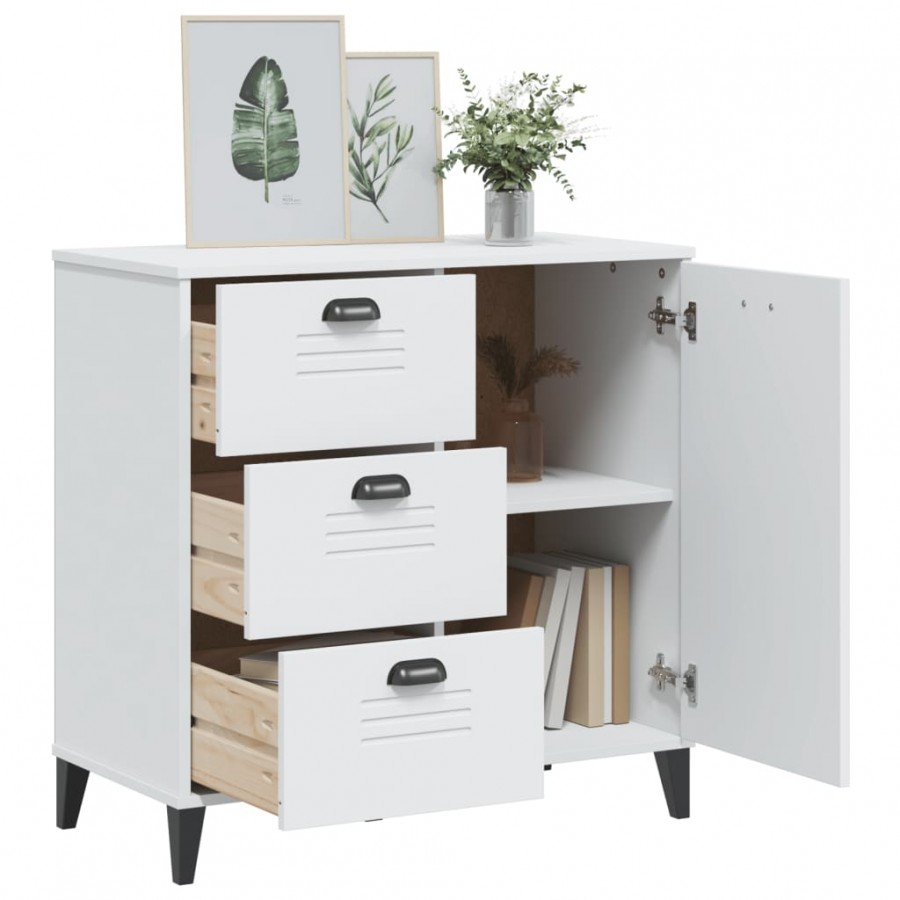 Buffet VIKEN blanc 80x40x80 cm bois massif de pin