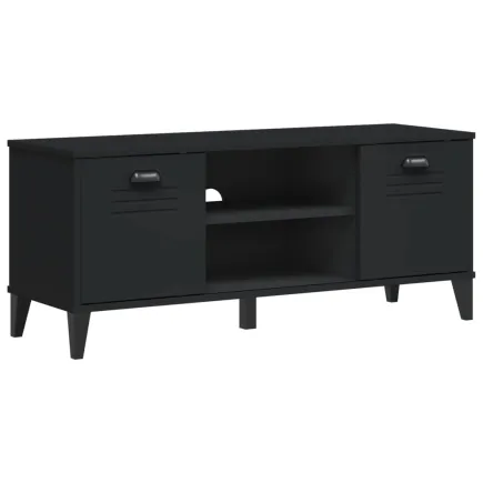 Banc à chaussures VIKEN noir 106x35x45 cm bois massif de pin 2