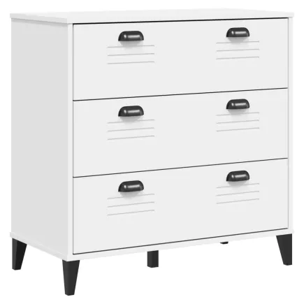 Commode VIKEN blanc bois de pin solide 2