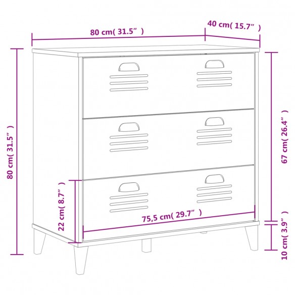 Commode VIKEN blanc bois de pin solide Commode VIKEN blanc bois de pin solide