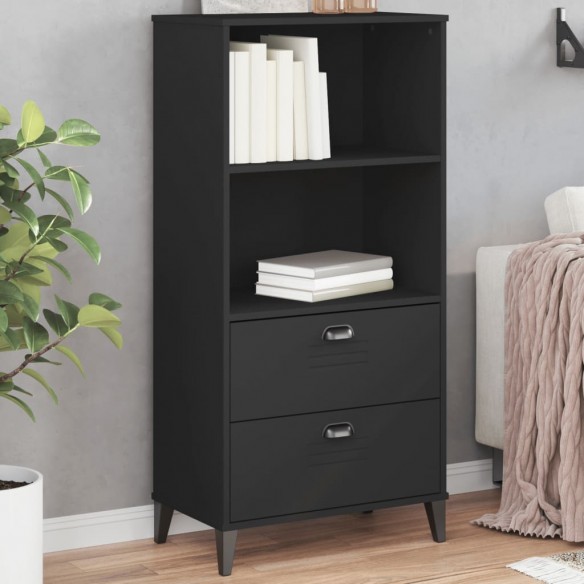 Bibliothèque VIKEN noir 60x35x123 cm bois massif de pin