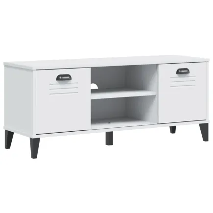 Banc à chaussures VIKEN blanc 106x35x45 cm bois massif de pin 2