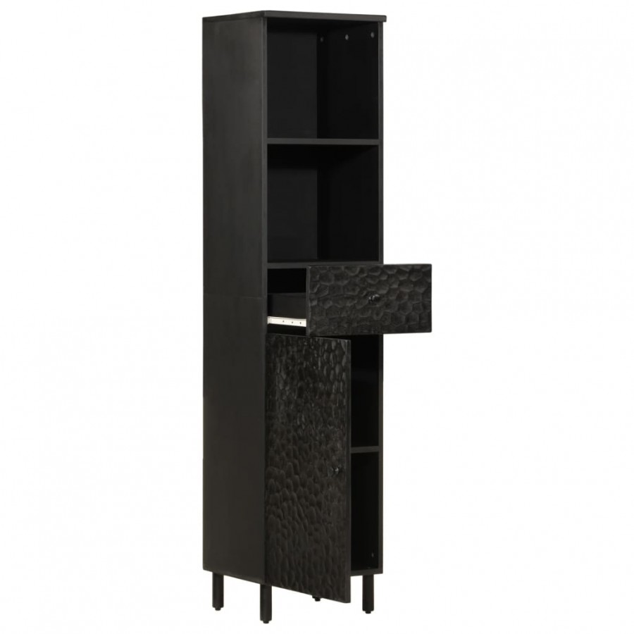 Armoire de salle de bain noir 38x33x160 cm bois massif manguier