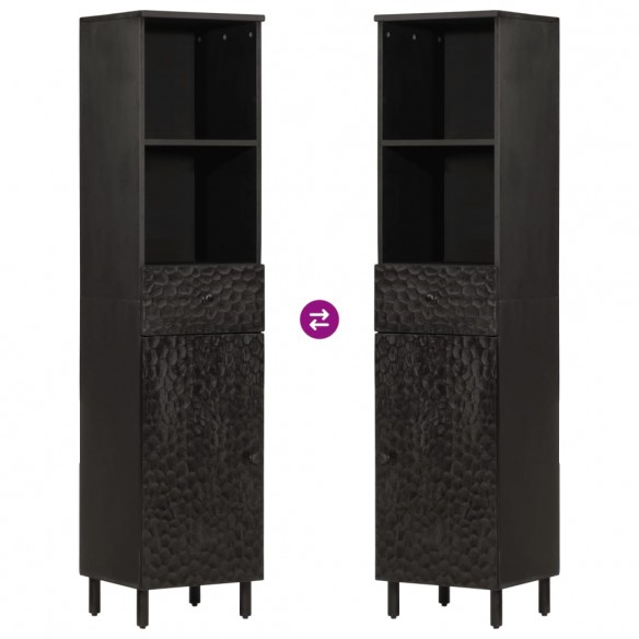 Armoire de salle de bain noir 38x33x160 cm bois massif manguier