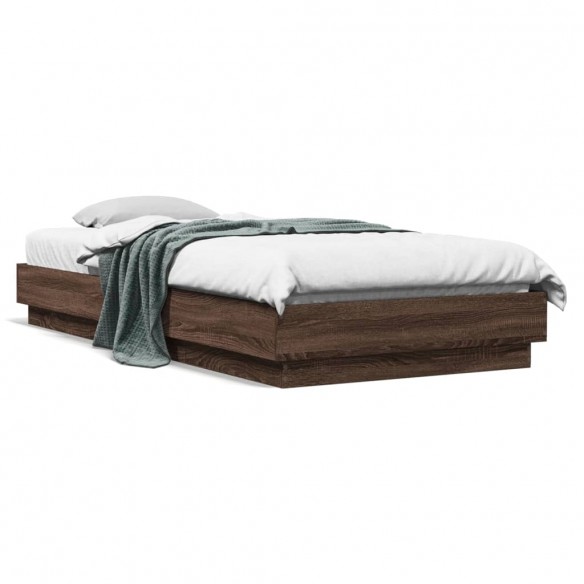 Lit chêne marron 90x200 cm bois d'ingénierie