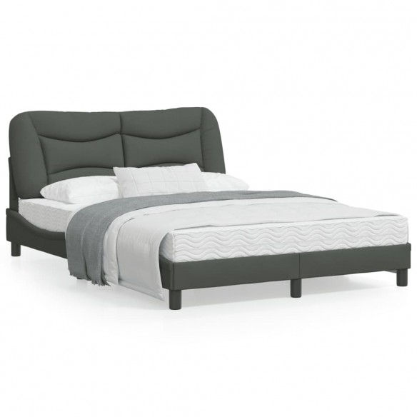 Lit avec tête de lit Gris foncé 140x190 cm Tissu