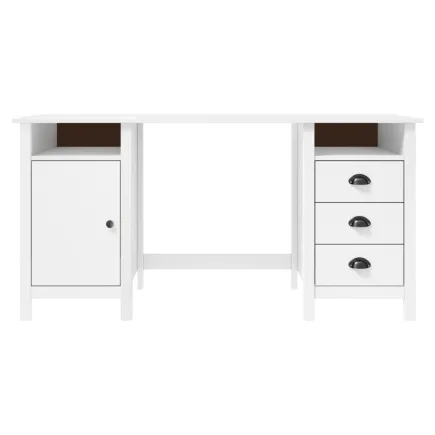 Bureau Hill Blanc 150x50x74 cm Bois de pin solide 2