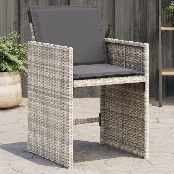 Chaises de jardin avec coussins 4 pcs gris clair résine tressée