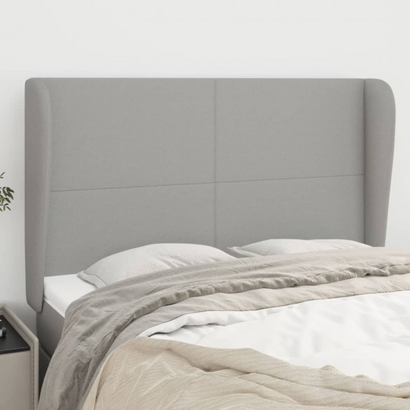 Tête de lit avec oreilles Gris clair 147x23x118/128 cm Tissu