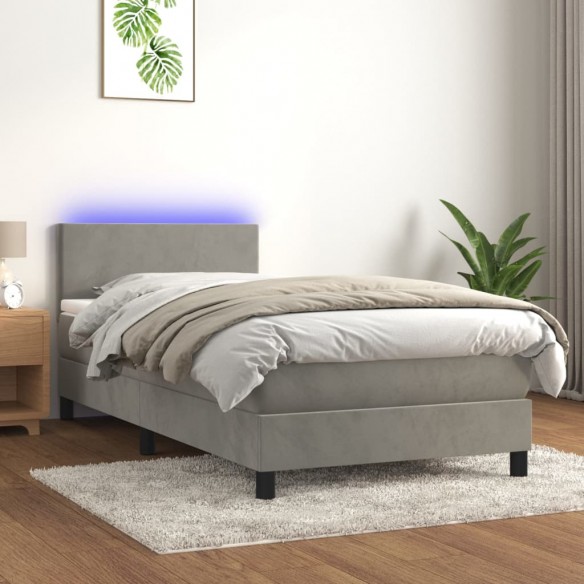 Lit avec matelas et LED Gris clair 80x200cm