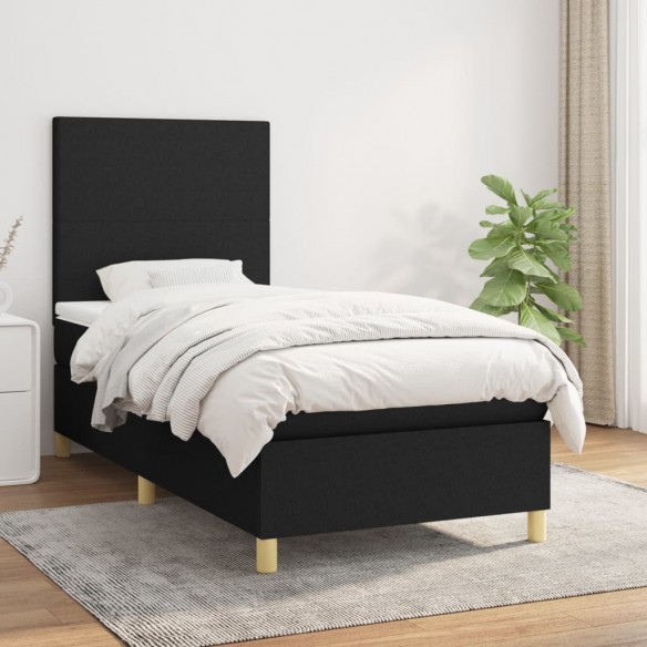 Lit et matelas Noir 80x200 cm Tissu