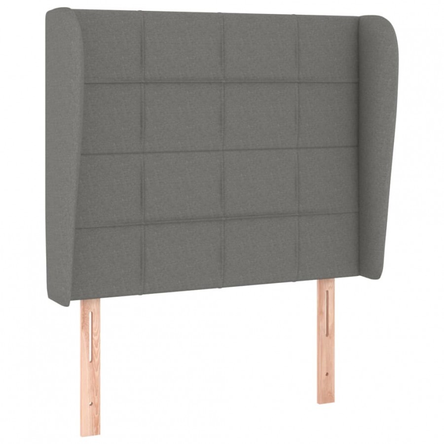 Tête de lit avec oreilles Gris foncé 103x23x118/128 cm Tissu