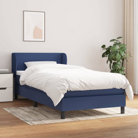 Lit avec matelas Bleu 90x200 cm Tissu