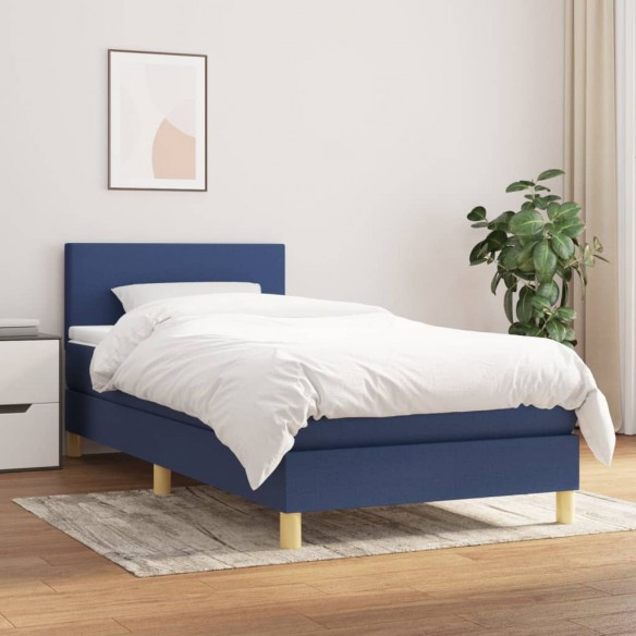 Lit avec matelas Bleu 90x200 cm Tissu