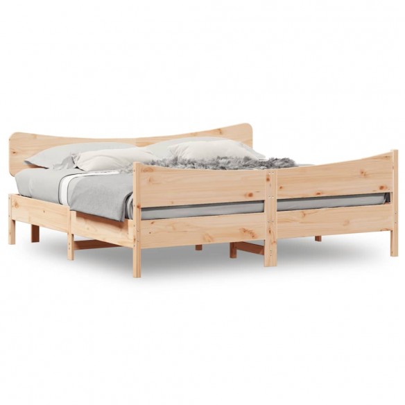 Lit avec tête de lit 200x200 cm Bois de pin massif
