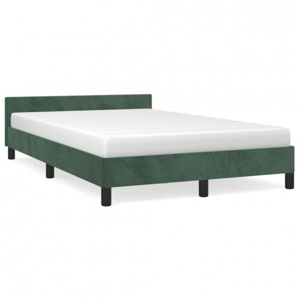 Lit avec tête de lit vert foncé 120x190 cm velours