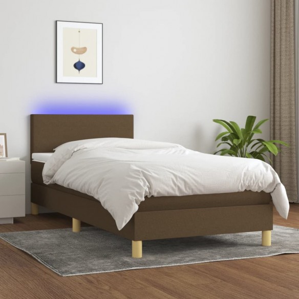 Lit et matelas et LED Marron foncé 80x200cm